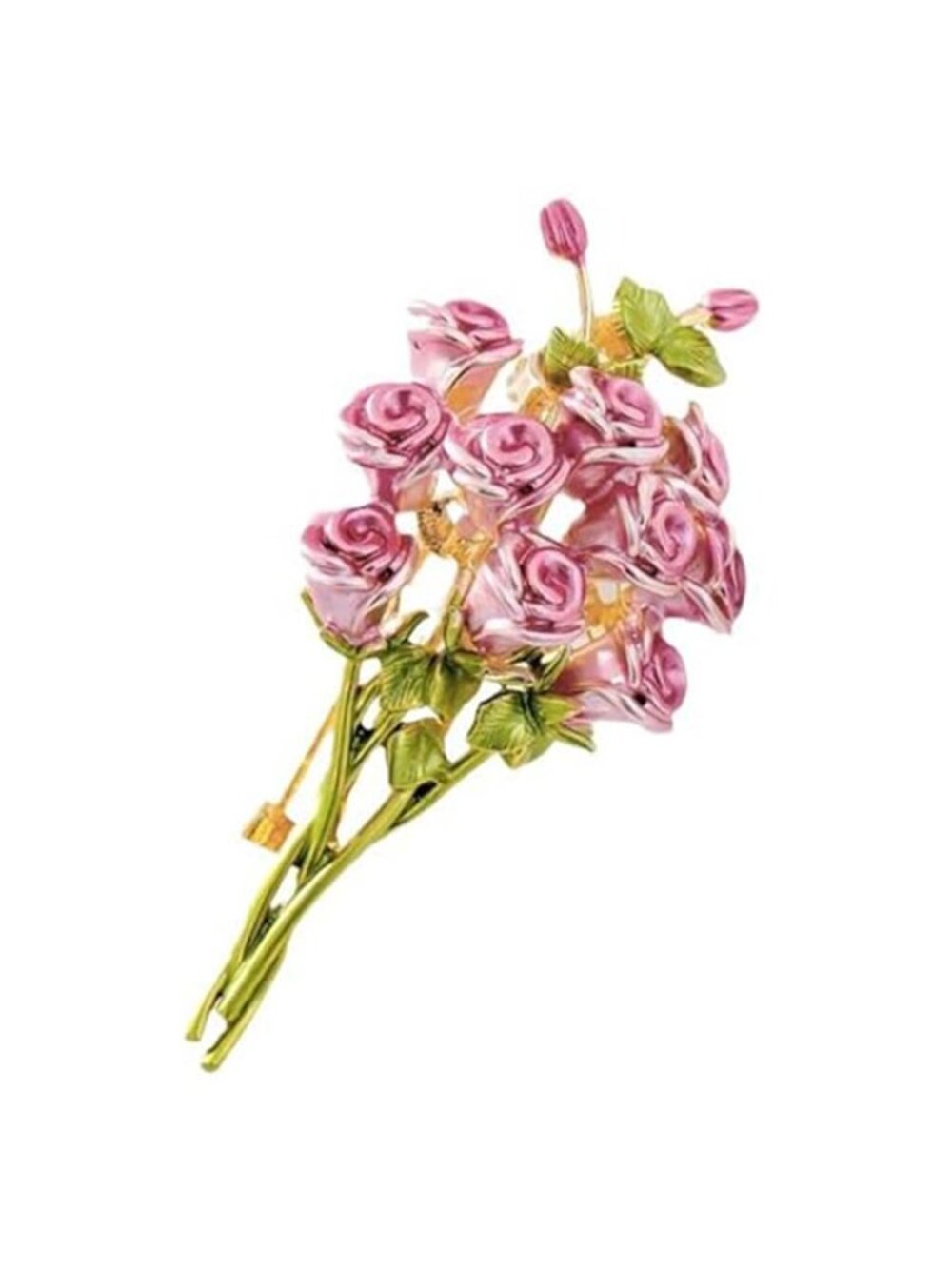 Pink Rose Bouquet Brooch for Women Girls Fashion Flower Lapel Pin for Party